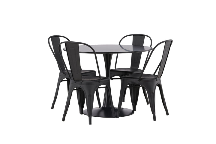 Venture Home Glade Dining Table - Black / Black MDF +Tempe Dining Chair - Matte black / Metal _4