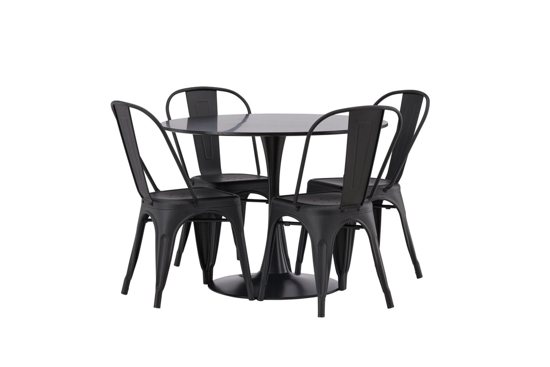 Venture Home Glade Dining Table - Black / Black MDF +Tempe Dining Chair - Matte black / Metal _4