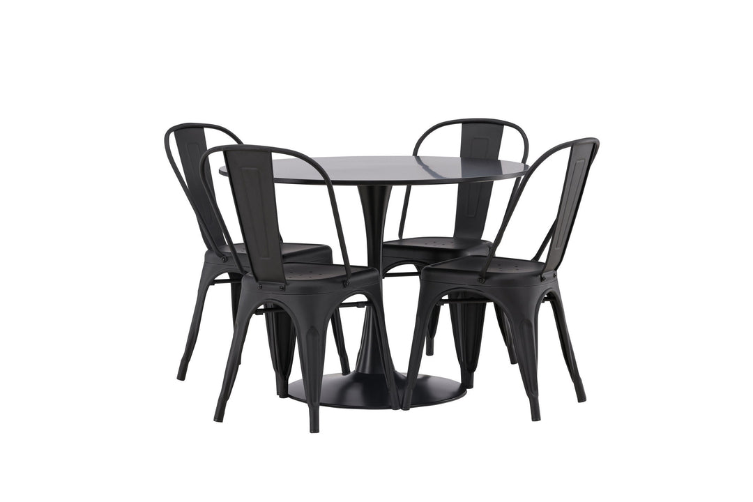Venture Home Glade Dining Table - Black / Black MDF +Tempe Dining Chair - Matte black / Metal _4