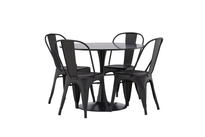 Venture Home Glade Dining Table - Black / Black MDF +Tempe Dining Chair - Matte black / Metal _4