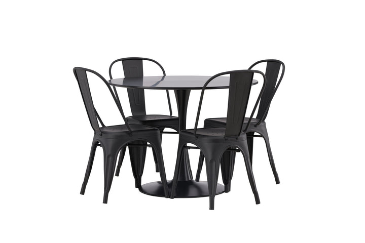 Venture Home Glade Dining Table - Black / Black MDF +Tempe Dining Chair - Matte black / Metal _4