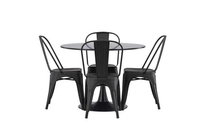 Venture Home Glade Dining Table - Black / Black MDF +Tempe Dining Chair - Matte black / Metal _4