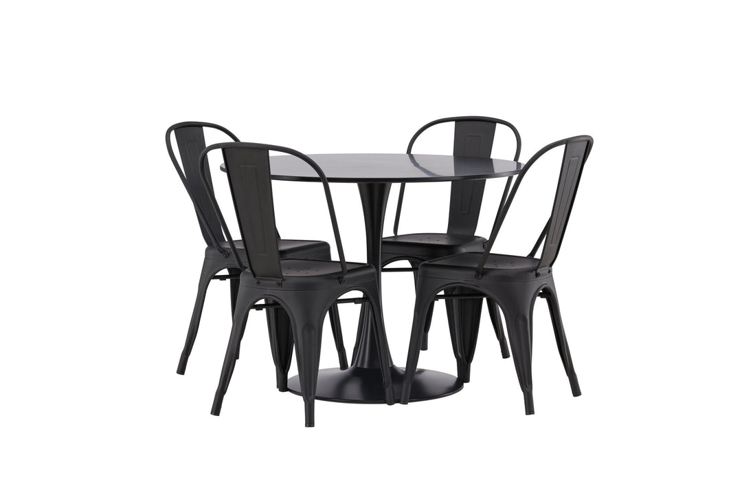 Venture Home Glade Dining Table - Black / Black MDF +Tempe Dining Chair - Matte black / Metal _4