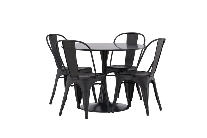 Venture Home Glade Dining Table - Black / Black MDF +Tempe Dining Chair - Matte black / Metal _4