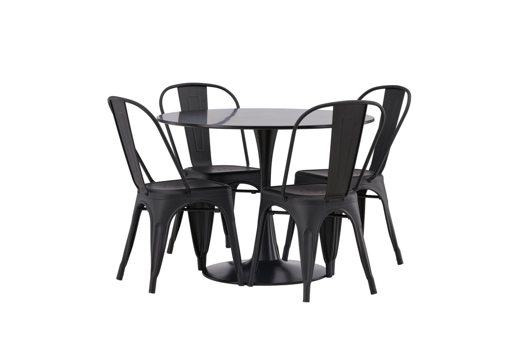 Venture Home Glade Dining Table - Black / Black MDF +Tempe Dining Chair - Matte black / Metal _4