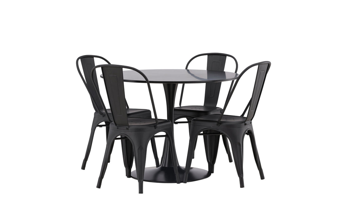 Venture Home Glade Dining Table - Black / Black MDF +Tempe Dining Chair - Matte black / Metal _4
