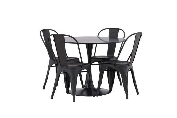 Venture Home Glade Dining Table - Black / Black MDF +Tempe Dining Chair - Matte black / Metal _4