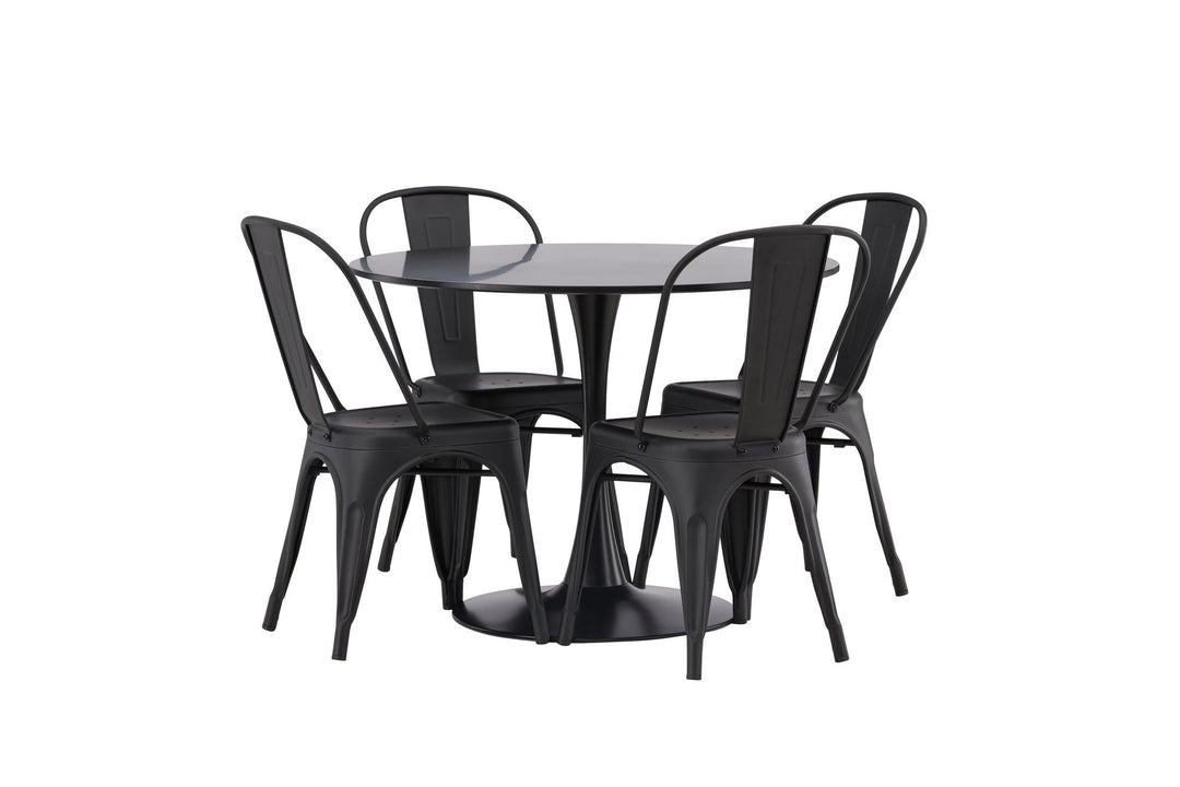 Venture Home Glade Dining Table - Black / Black MDF +Tempe Dining Chair - Matte black / Metal _4