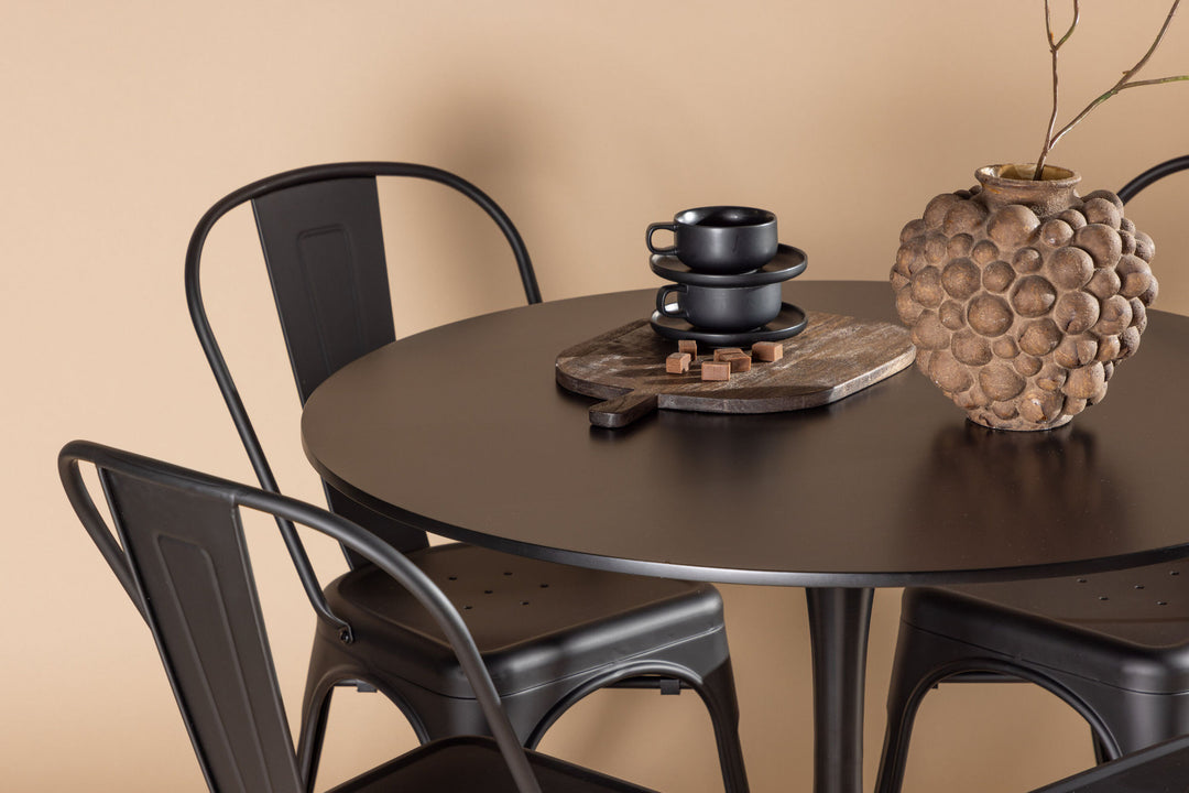 Venture Home Glade Dining Table - Black / Black MDF +Tempe Dining Chair - Matte black / Metal _4
