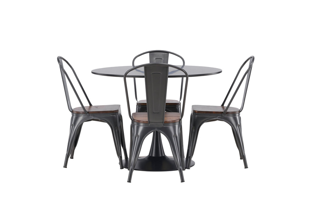 Venture Home Glade Dining Table - Black / Black MDF +Tempe Dining Chair - Dark grey / Dark Brown MDF _4