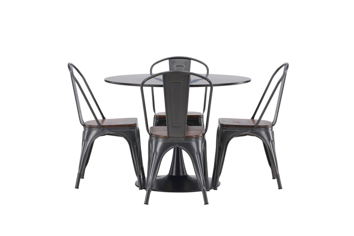 Venture Home Glade Dining Table - Black / Black MDF +Tempe Dining Chair - Dark grey / Dark Brown MDF _4