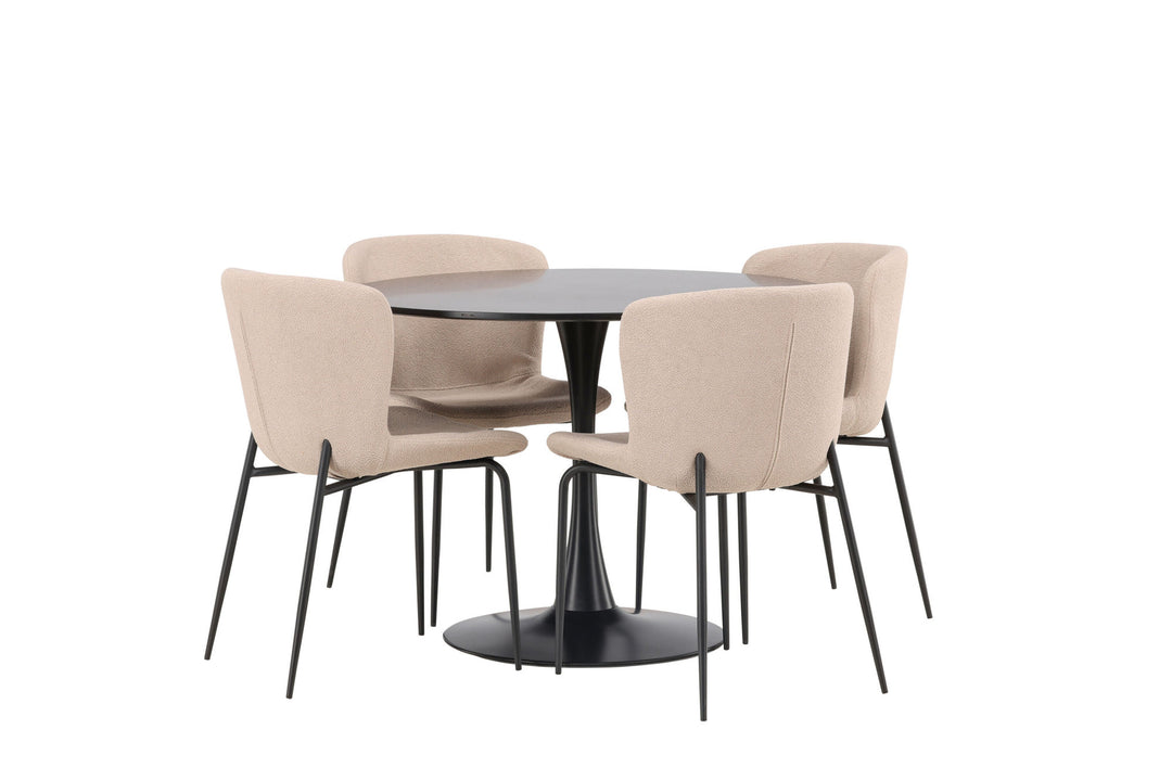 Venture Home Glade Dining Table - Black / Black MDF +Modesto Dining Chair - Grey / Smoked Black Boucle _4