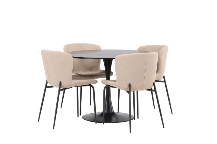 Venture Home Glade Dining Table - Black / Black MDF +Modesto Dining Chair - Grey / Smoked Black Boucle _4