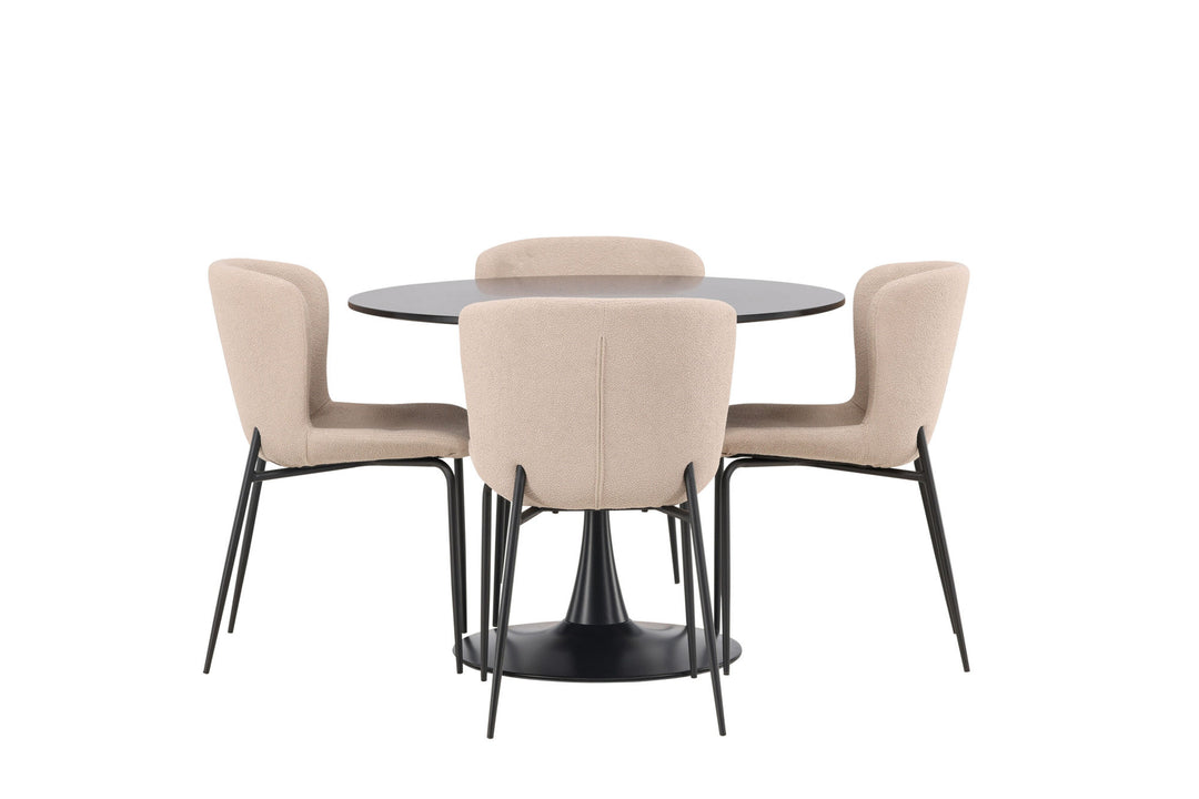Venture Home Glade Dining Table - Black / Black MDF +Modesto Dining Chair - Grey / Smoked Black Boucle _4