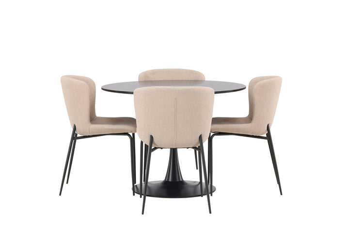 Venture Home Glade Dining Table - Black / Black MDF +Modesto Dining Chair - Grey / Smoked Black Boucle _4