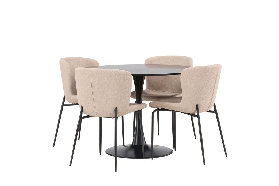 Venture Home Glade Dining Table - Black / Black MDF +Modesto Dining Chair - Grey / Smoked Black Boucle _4
