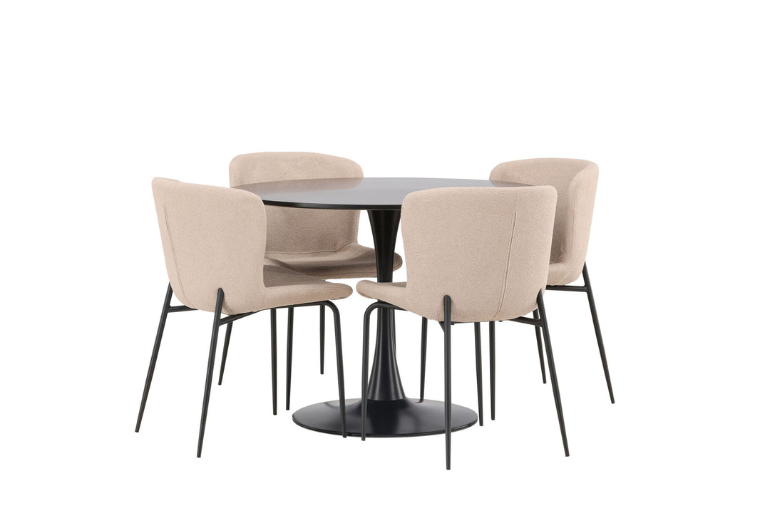 Venture Home Glade Dining Table - Black / Black MDF +Modesto Dining Chair - Grey / Smoked Black Boucle _4