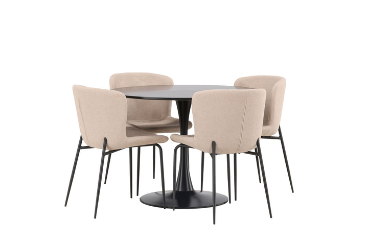 Venture Home Glade Dining Table - Black / Black MDF +Modesto Dining Chair - Grey / Smoked Black Boucle _4