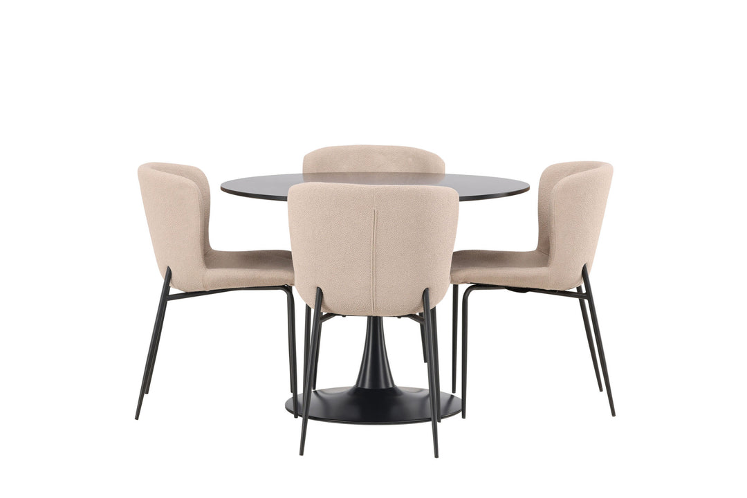 Venture Home Glade Dining Table - Black / Black MDF +Modesto Dining Chair - Grey / Smoked Black Boucle _4