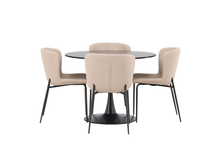 Venture Home Glade Dining Table - Black / Black MDF +Modesto Dining Chair - Grey / Smoked Black Boucle _4