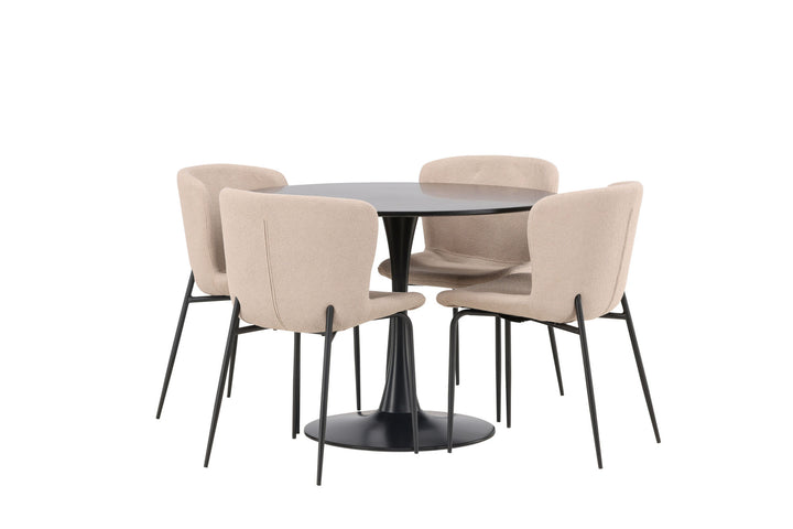 Venture Home Glade Dining Table - Black / Black MDF +Modesto Dining Chair - Grey / Smoked Black Boucle _4