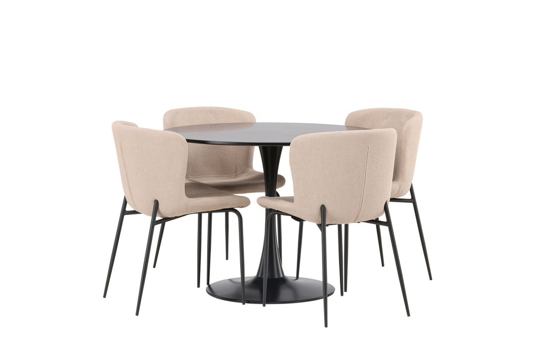 Venture Home Glade Dining Table - Black / Black MDF +Modesto Dining Chair - Grey / Smoked Black Boucle _4