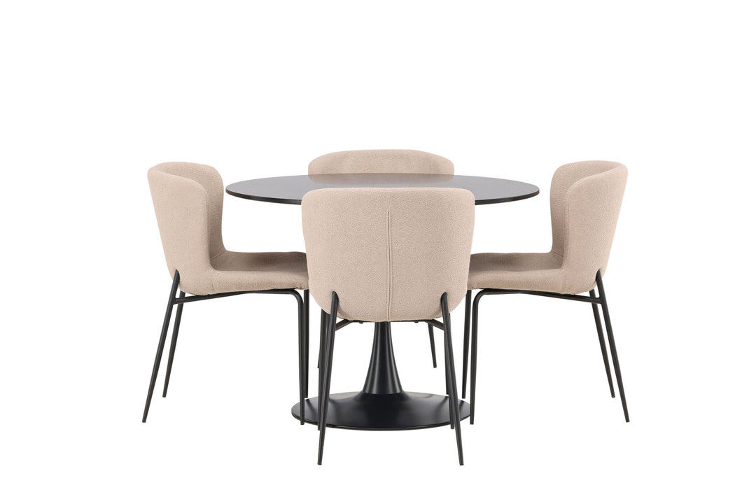 Venture Home Glade Dining Table - Black / Black MDF +Modesto Dining Chair - Grey / Smoked Black Boucle _4