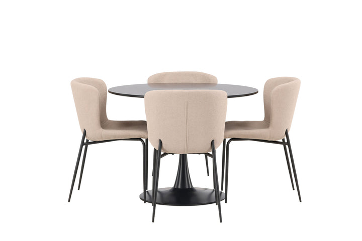 Venture Home Glade Dining Table - Black / Black MDF +Modesto Dining Chair - Grey / Smoked Black Boucle _4