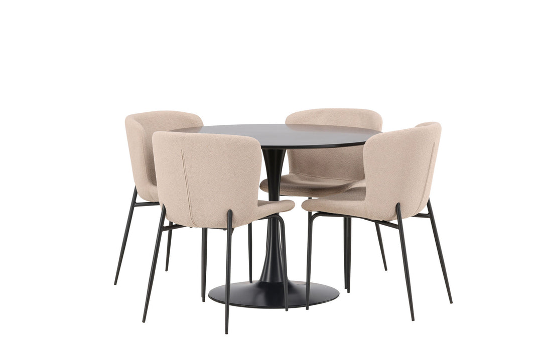 Venture Home Glade Dining Table - Black / Black MDF +Modesto Dining Chair - Grey / Smoked Black Boucle _4