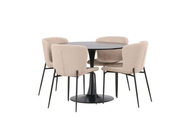 Venture Home Glade Dining Table - Black / Black MDF +Modesto Dining Chair - Grey / Smoked Black Boucle _4