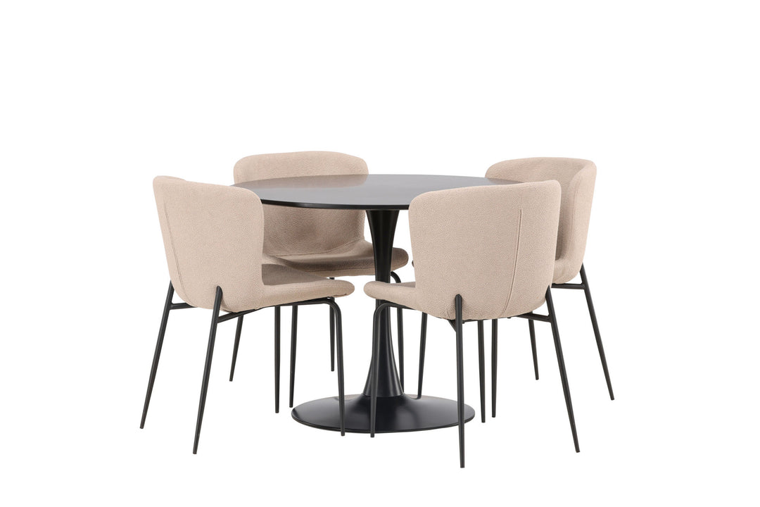 Venture Home Glade Dining Table - Black / Black MDF +Modesto Dining Chair - Grey / Smoked Black Boucle _4