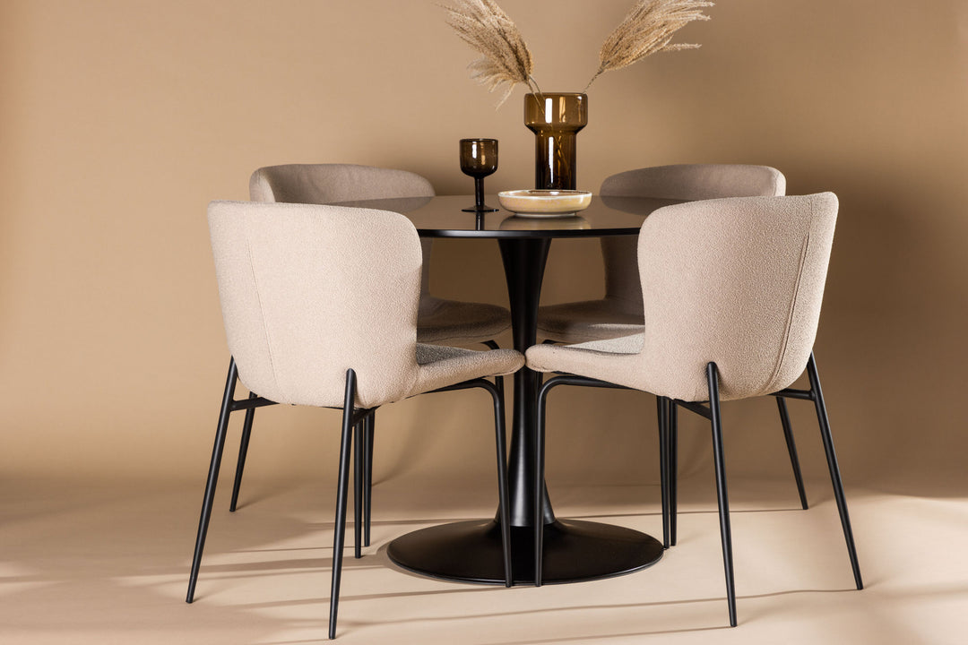 Venture Home Glade Dining Table - Black / Black MDF +Modesto Dining Chair - Grey / Smoked Black Boucle _4