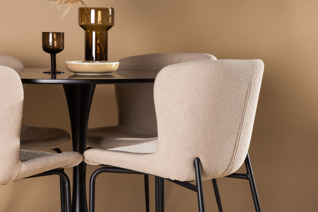 Venture Home Glade Dining Table - Black / Black MDF +Modesto Dining Chair - Grey / Smoked Black Boucle _4