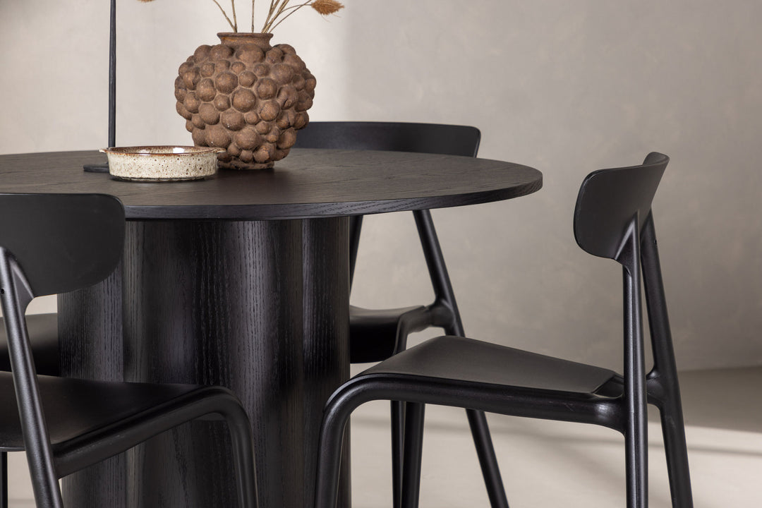 Venture Home OliviaDiningTable-Black/BlackVeneer+UrsholmenDiningChair-BlackPolypropylene_4