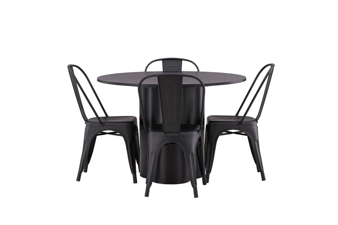 Venture Home OliviaDiningTable-Black/BlackVeneer+TempeDiningChair-Matteblack/Metal_4