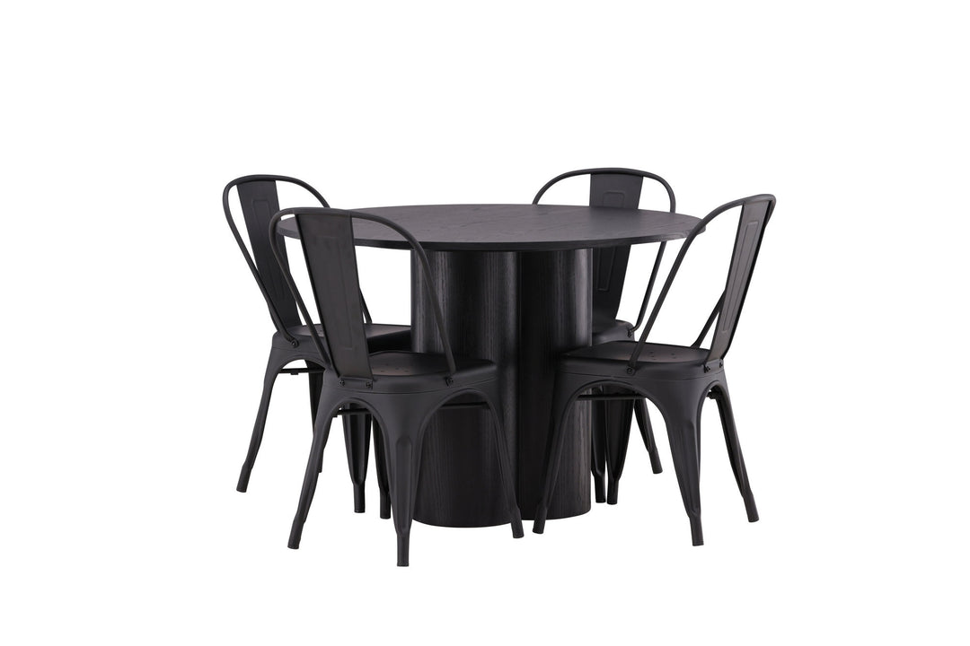 Venture Home OliviaDiningTable-Black/BlackVeneer+TempeDiningChair-Matteblack/Metal_4