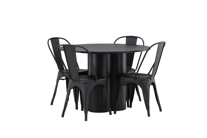 Venture Home OliviaDiningTable-Black/BlackVeneer+TempeDiningChair-Matteblack/Metal_4