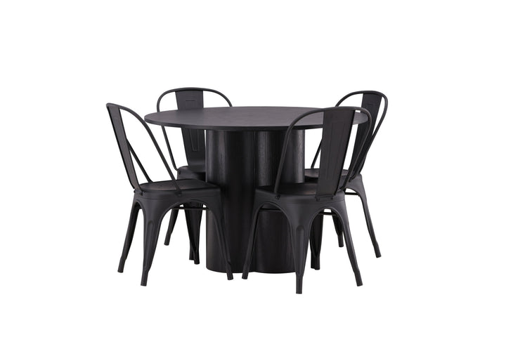 Venture Home OliviaDiningTable-Black/BlackVeneer+TempeDiningChair-Matteblack/Metal_4
