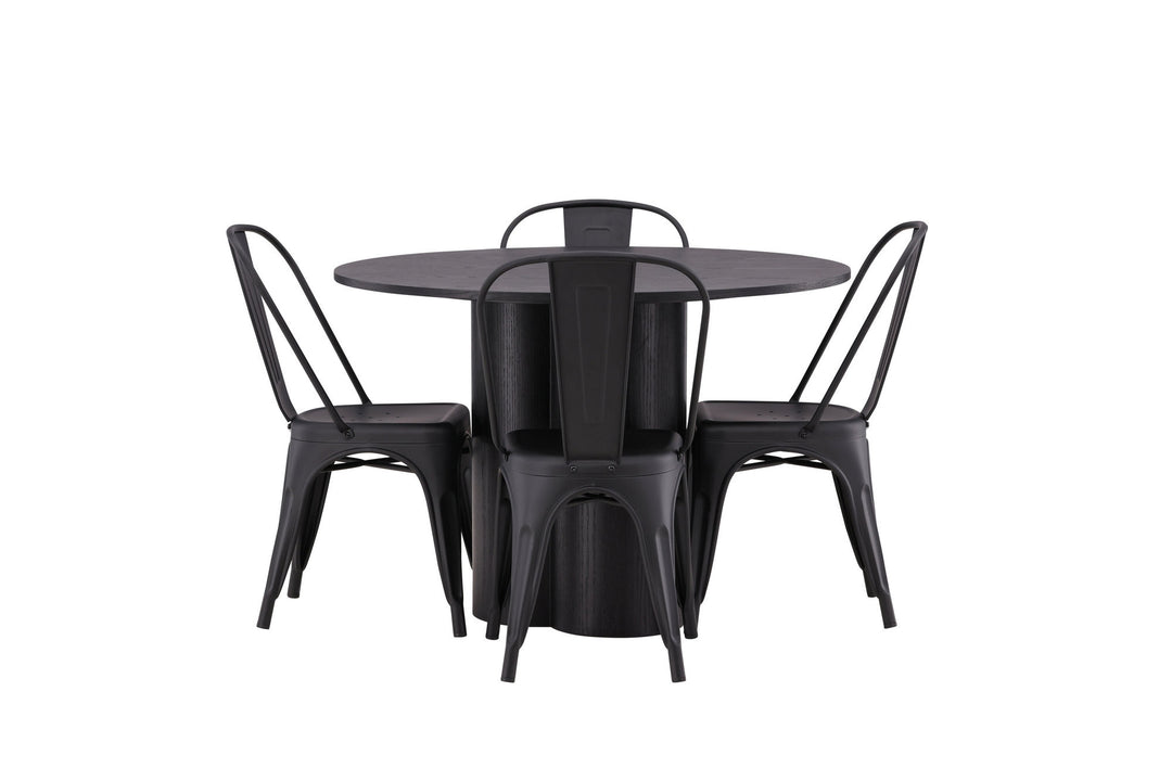 Venture Home OliviaDiningTable-Black/BlackVeneer+TempeDiningChair-Matteblack/Metal_4