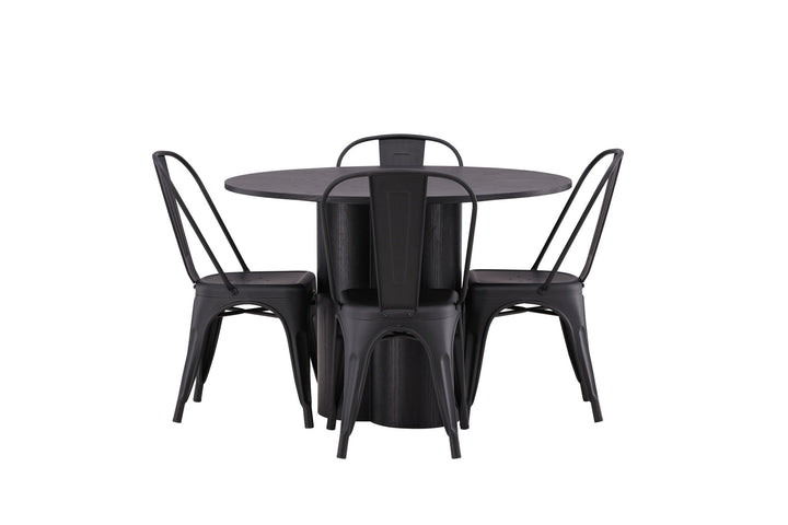 Venture Home OliviaDiningTable-Black/BlackVeneer+TempeDiningChair-Matteblack/Metal_4
