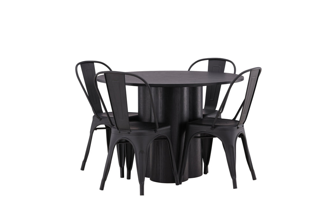Venture Home OliviaDiningTable-Black/BlackVeneer+TempeDiningChair-Matteblack/Metal_4