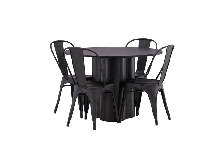 Venture Home OliviaDiningTable-Black/BlackVeneer+TempeDiningChair-Matteblack/Metal_4