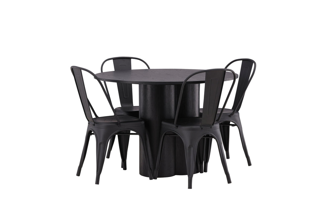 Venture Home OliviaDiningTable-Black/BlackVeneer+TempeDiningChair-Matteblack/Metal_4