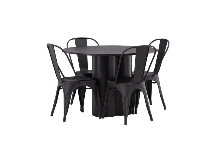Venture Home OliviaDiningTable-Black/BlackVeneer+TempeDiningChair-Matteblack/Metal_4