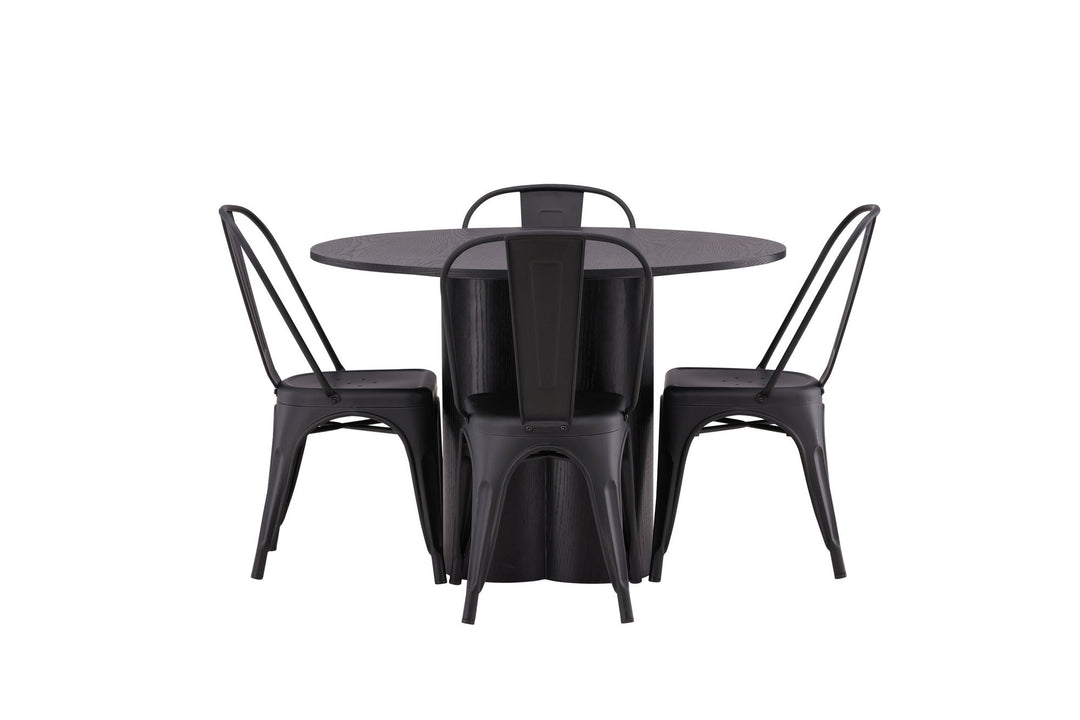 Venture Home OliviaDiningTable-Black/BlackVeneer+TempeDiningChair-Matteblack/Metal_4