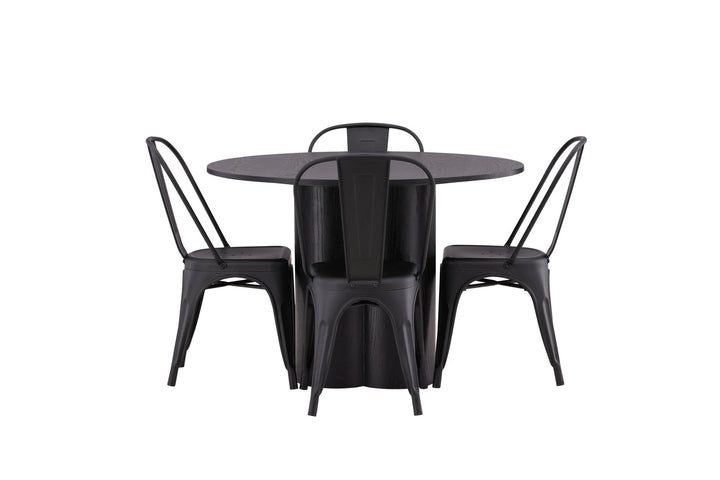 Venture Home OliviaDiningTable-Black/BlackVeneer+TempeDiningChair-Matteblack/Metal_4