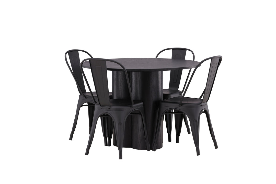 Venture Home OliviaDiningTable-Black/BlackVeneer+TempeDiningChair-Matteblack/Metal_4
