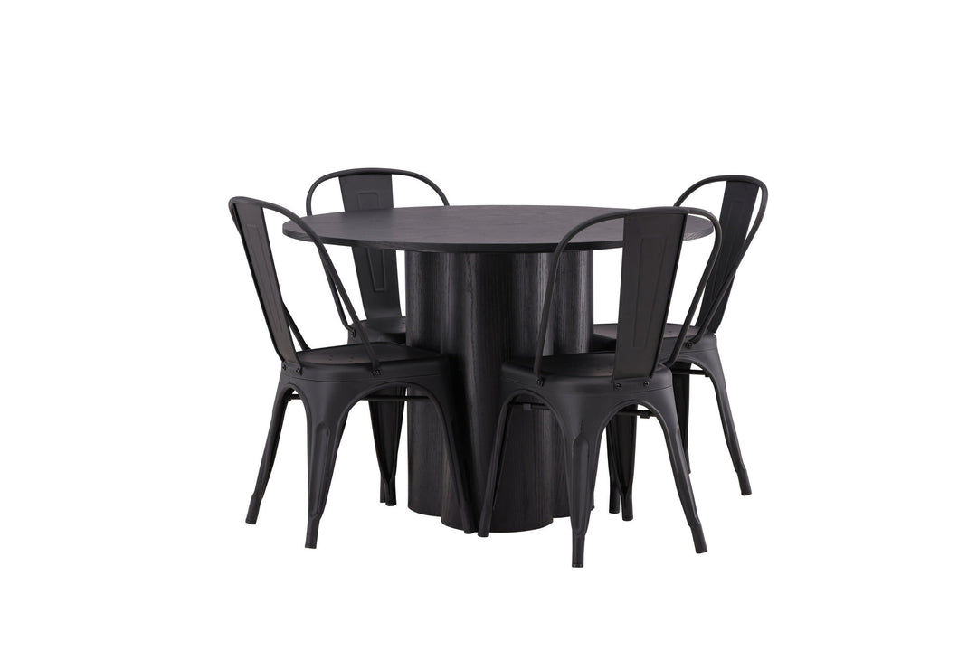 Venture Home OliviaDiningTable-Black/BlackVeneer+TempeDiningChair-Matteblack/Metal_4