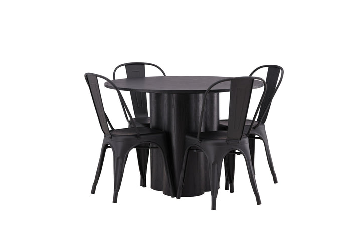 Venture Home OliviaDiningTable-Black/BlackVeneer+TempeDiningChair-Matteblack/Metal_4