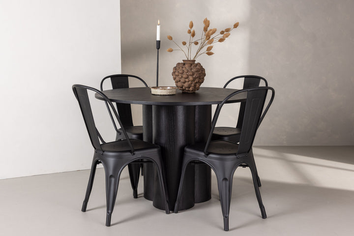 Venture Home OliviaDiningTable-Black/BlackVeneer+TempeDiningChair-Matteblack/Metal_4